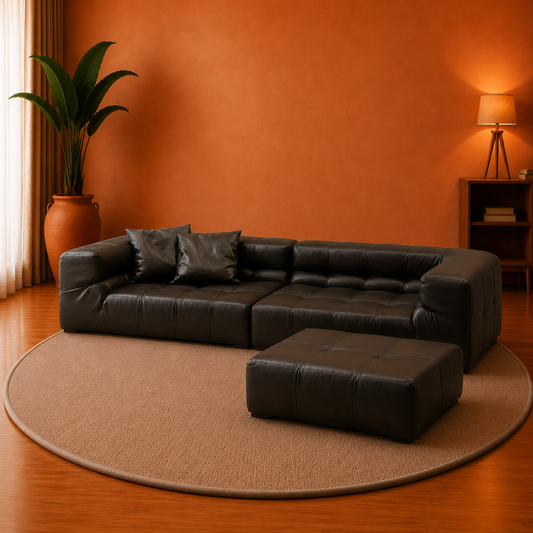 Midnight Tufted Modular Sofa with Ottoman