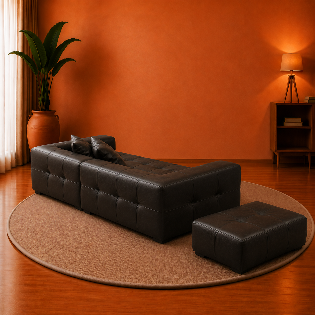 Midnight Tufted Modular Sofa with Ottoman