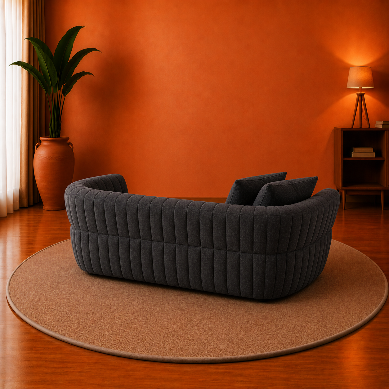 Noir Channel-Tufted Curved Sofa