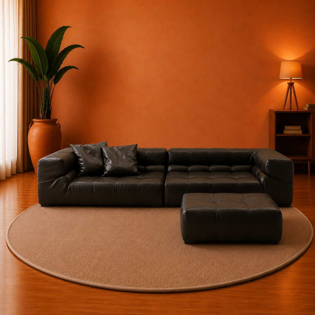 Midnight Tufted Modular Sofa with Ottoman