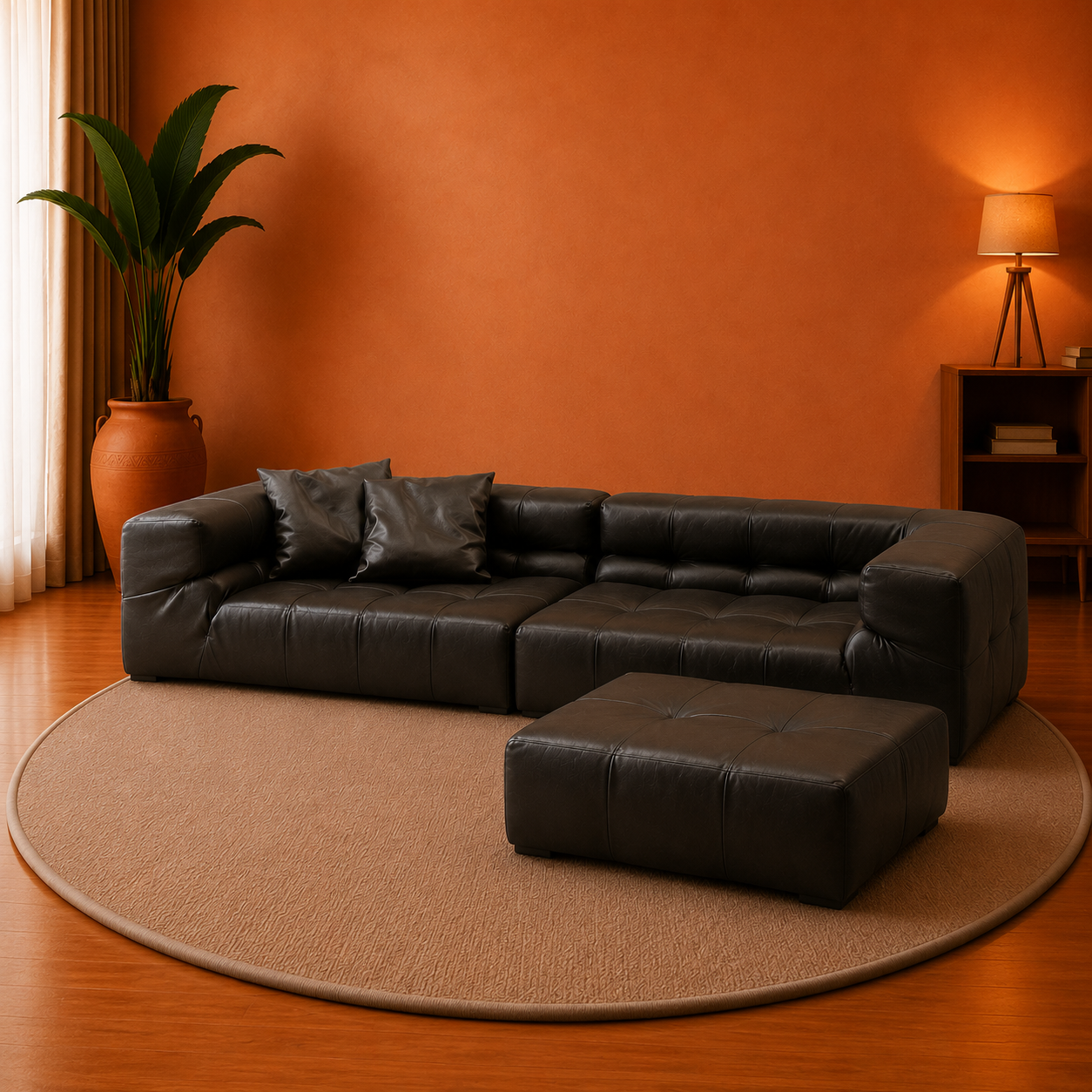 Midnight Tufted Modular Sofa with Ottoman