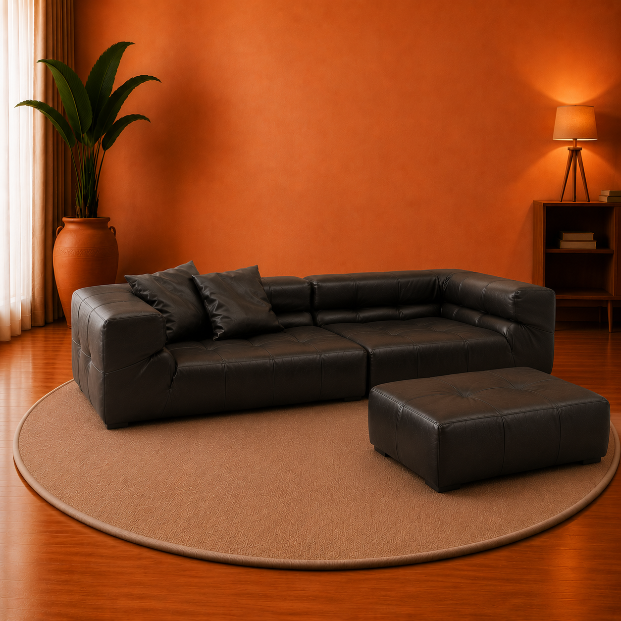 Midnight Tufted Modular Sofa with Ottoman